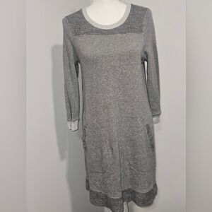 Faherty Womens Knitted Crew Neck Long Sleeve Cotton Jersey Dress Gray Size S
